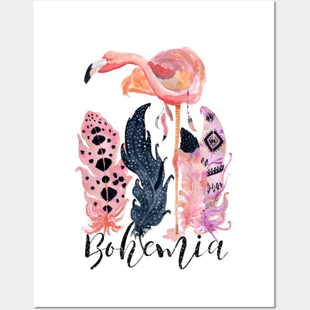 Pink Flamingo – Boho Style Wall Art by VintageHeroes